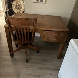 Wood Desk With Chair 