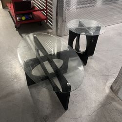 One Glass coffee table, and one side table