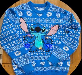 Stitch XL sweater with christmas lights