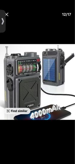 4000mAh NOAA Weather Emergency Radio, AM/FM/WB/SW, Bluetooth, Flashlight, SOS & Solar Power for Hurricane Preparedness & Outdoor Survival Springtok Au