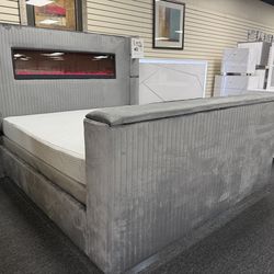 New Bed with Fireplace & TV Lift. Delivery & Set Up Available
