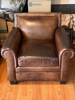 Pair of large brown fully leather chairs. 500 for the pair