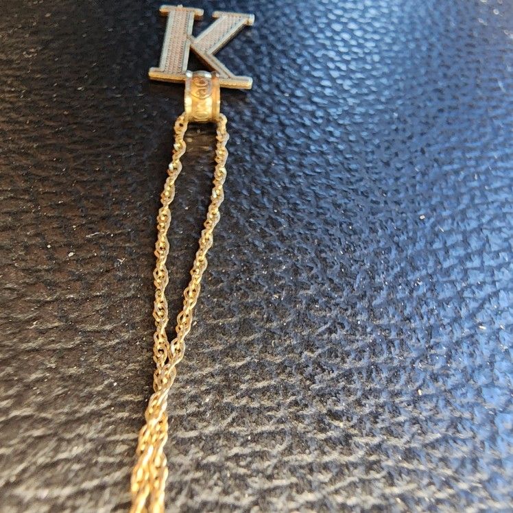 16"  10k Gold Children's Necklace And 10k "K" initial Pendant
