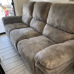 3 seat electric reclining sofa great suede type fabric 