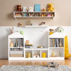 KIDS BOOKSHELF WITH TOY STORAGE ORGANIZER