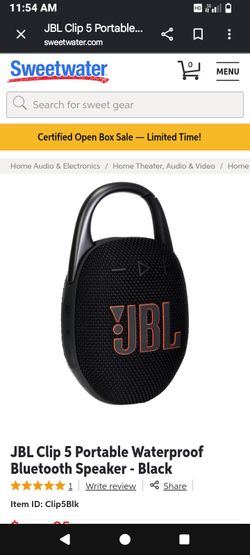 JBL Clip 5 Portable Bluetooth Speaker – Black