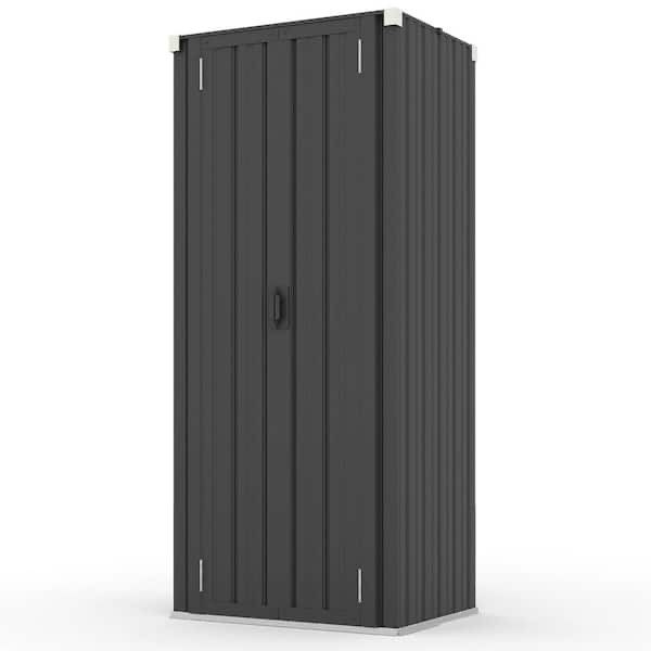 🔥Special Discount (Brand New In Box)🔥2.5ft. W x 1.83 ft. D Metal Vertical Storage Cabinet Shed with Shelves and Lockable Door Grey (4.55 sq)💰80$ De