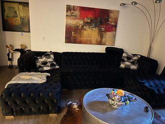 Wayfair velvet black sofa couch 3 months older