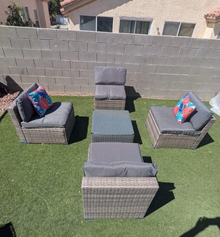 Outdoor Wicker Patio Furniture Set 5 Piece ☀️ Brand New & Ready Assembled 👍👍👍 Free Local Delivery 🚚