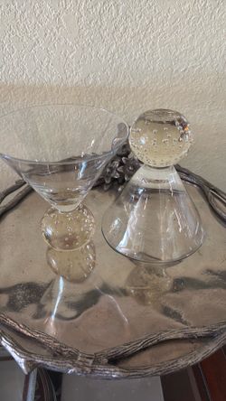 A set of two bubble  martini glasses