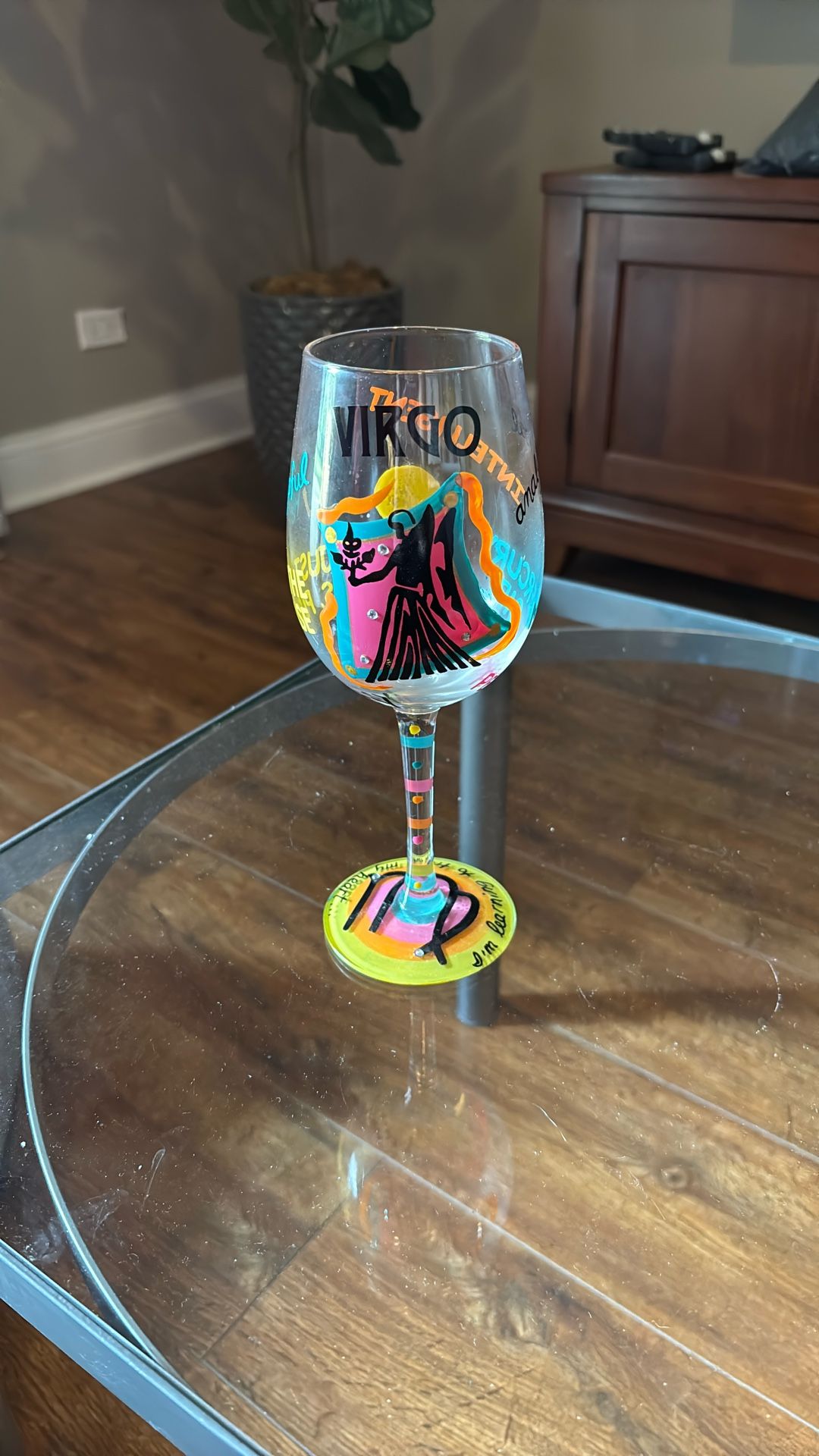 Virgo Painted Wine Glass