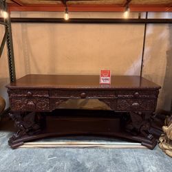 MEGA SALE! Solid Mahogany Hand Carved Office Desk (Save $2000+) 