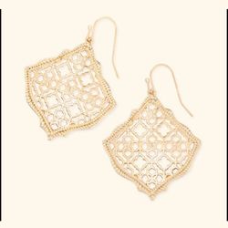 Rose Gold Filigree diamond shape Dangle earrings