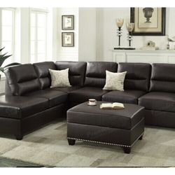 Brown Sectional Sofa With Ottoman 