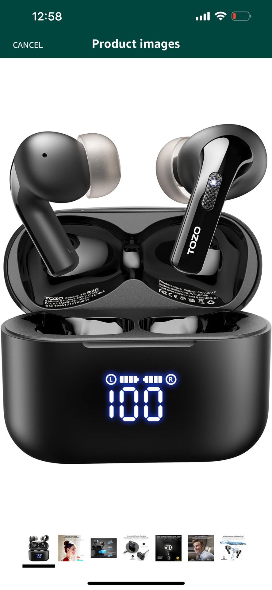 earbuds Bluetooth LED Display IPX8 Waterproof