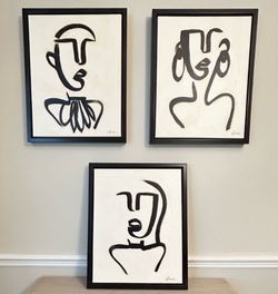 CB2 Modern Abstract Canvas Wall Art Set (3)