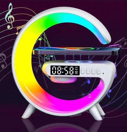 4 in 1 Alarm Clock, LED Mood Light, Speaker & Phone Charger