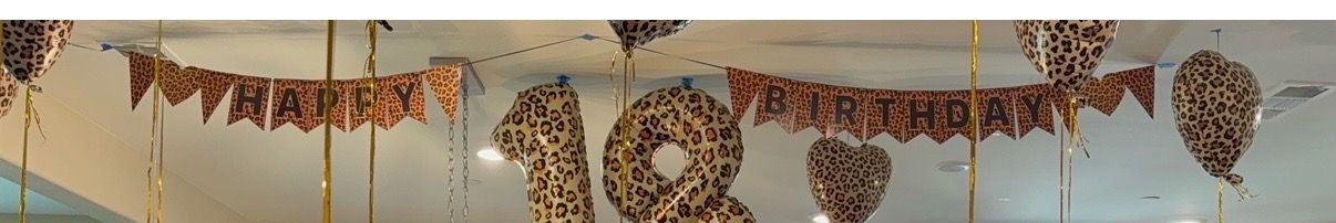 LEOPARD PRINT HBD BANNER $ BALLOONS