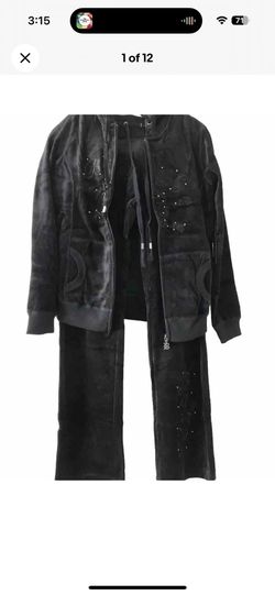 BCBG Maxazria large Black velvet rhinestones Women’s  tracksuit BCRV13587J New, stretchy, comfortable, Rhinestones, velvet material very soft, white r