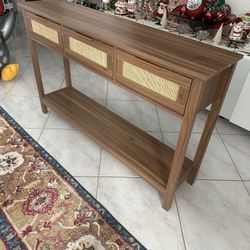 NEW PurelyGoods Rattan Console Table Boho Entryway Table Narrow Long Sofa Table