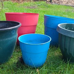 Variety Of Colored Plastic Pots Bundle
