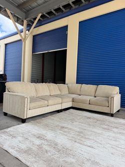 Free delivery 🚚 Beige Fabric L-Shaped Sectional Sofa