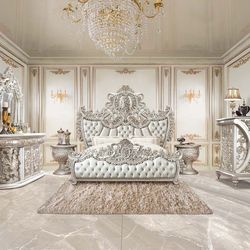 KING SANDOVAL BEDROOM SET ! Bed Frame , 2 night Stands, Dresser, Mirror, Bench 