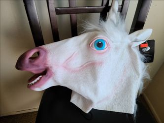 Creepy Party Unicorn Head Latex Mask
