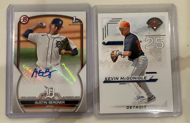 Tigers Prospects Kevin MgGonigle & Austin Bergner Auto Rookie Card Lot (2) Cards