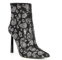 Steve Madden Robyn-R Rhinestone Embellished Paisley Print Booties