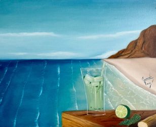 Cuban mojito oil painting by south Florida artist Armando Perez 16”x20” on canvas