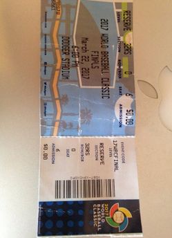 Hard ticket from USA vs Puerto Rico championship game. At Dodger stadium