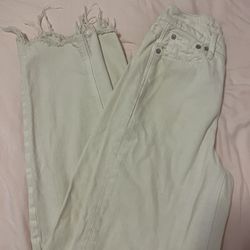 american eagle high rise straight white jeans 