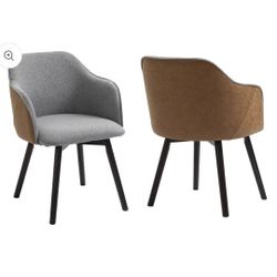 Merakii Set of 2 Upholstered dining armchairs - Leather/Fabric combination