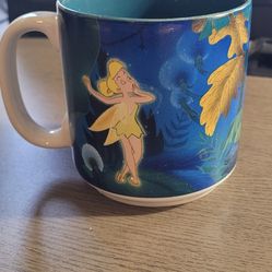 Vintage 1990s Disney Peter Pan Coffee Tea Mug Cup Wendy Tinkerbell Retired 12 oz