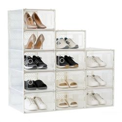 12pk 9.9"'x7.4" Stackable Shoe Box Storage Large Clear