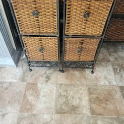 Wicker and Iron Storage Tables