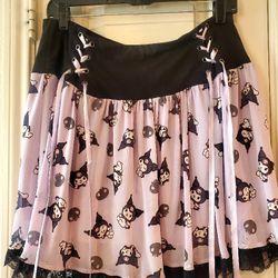 My Melody & Kuromi black pink lace up Skirt size Large 