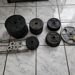 Weight Plates and Threaded Dumbell Handles
