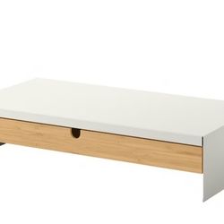 Monitor stand with drawer, white