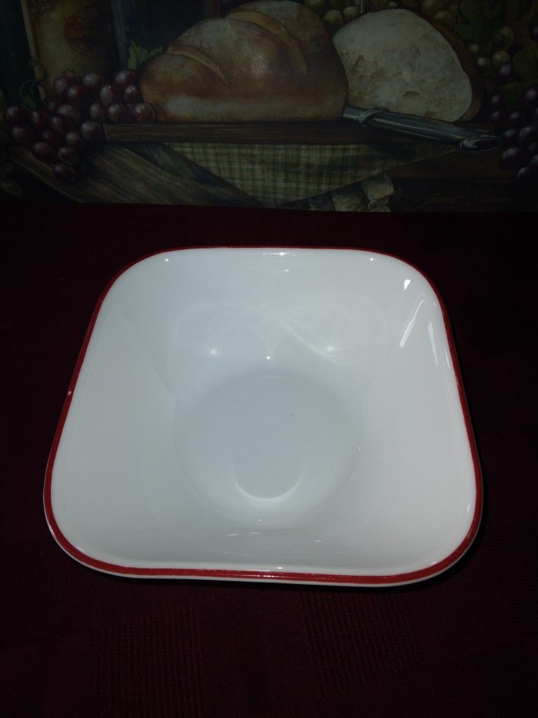 Red Corelle Square Bowl Kyoto Night -Deltona, Fl Pickup Or Ship