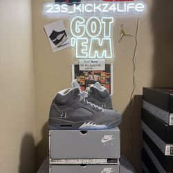 Brand new Air Jordan Grey Wolf 5’s sizes 13x2 with original box and receipt