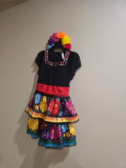 New! Young Medium Day of the Dead Dress Up Skeleton Suit Yourself Fancy Halloween Child Costume( Reseda ca91335)
