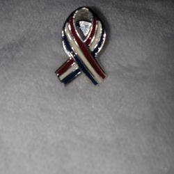Silver Patriotic Ribbon Pin