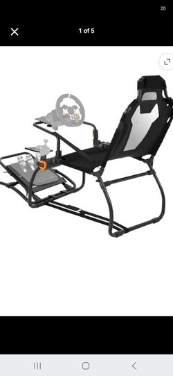 Racing Simulator Cockpit with Seat and Wheel Stand