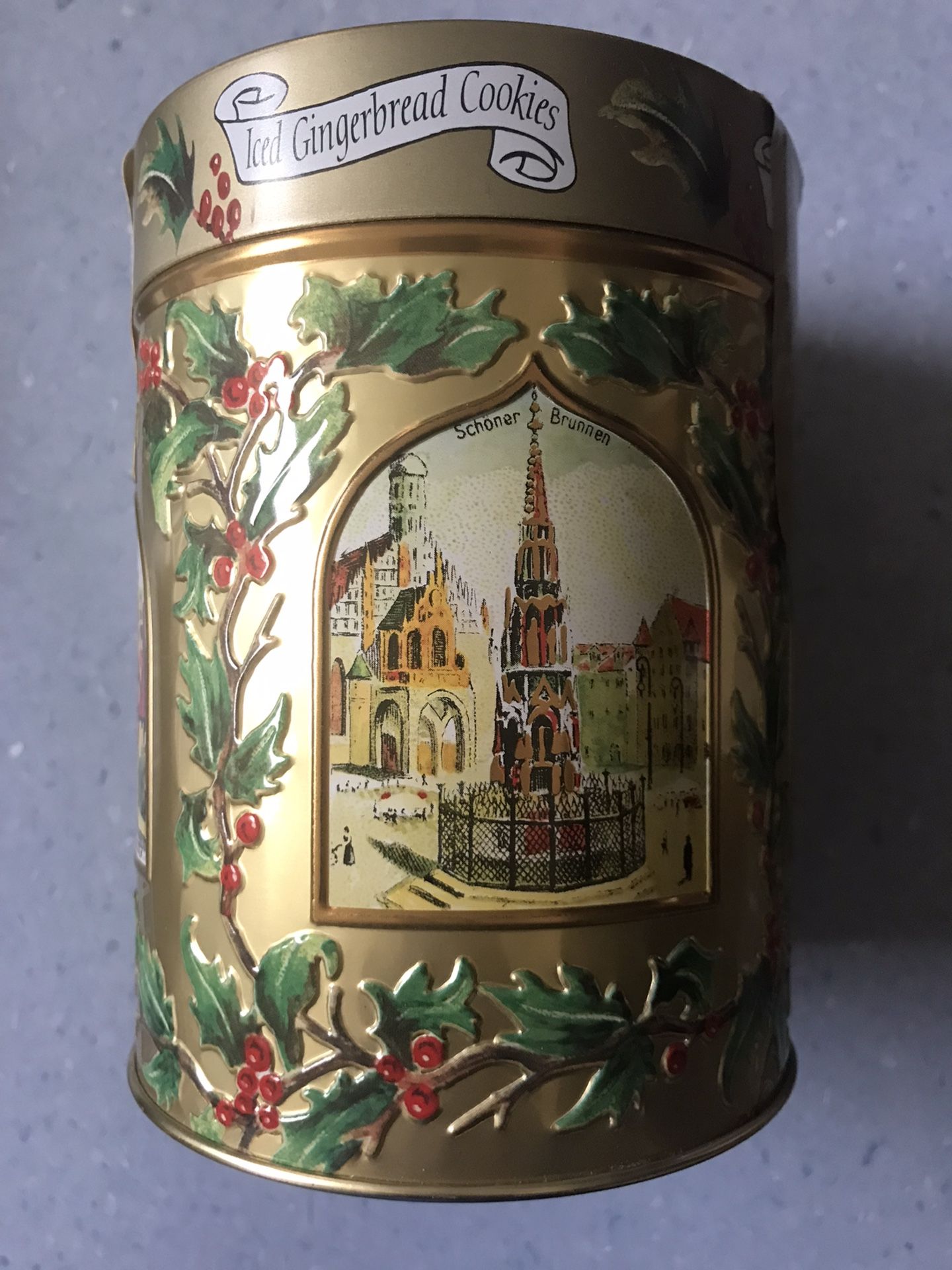 New origina Sealed 1999 Lambertz Music Box Tin AACHEN Iced Gingerbread Cookie