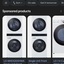Full size stacked washer and steam dryer