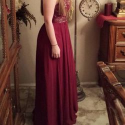 Long Gown Fancy Dress. Maroon Wine Red 