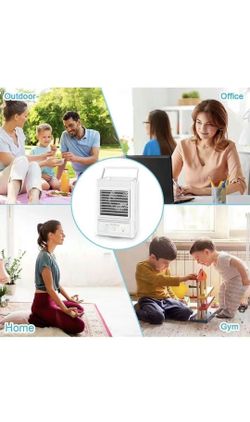 Portable Air Conditioner - Personal Mini AC Quiet Air Cooler with Handle,90° Oscillating Desktop Cooling Fan,2/4H Timer 7 Color,3 Speeds