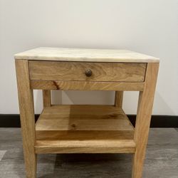 Modern Marble And Wood Nightstand